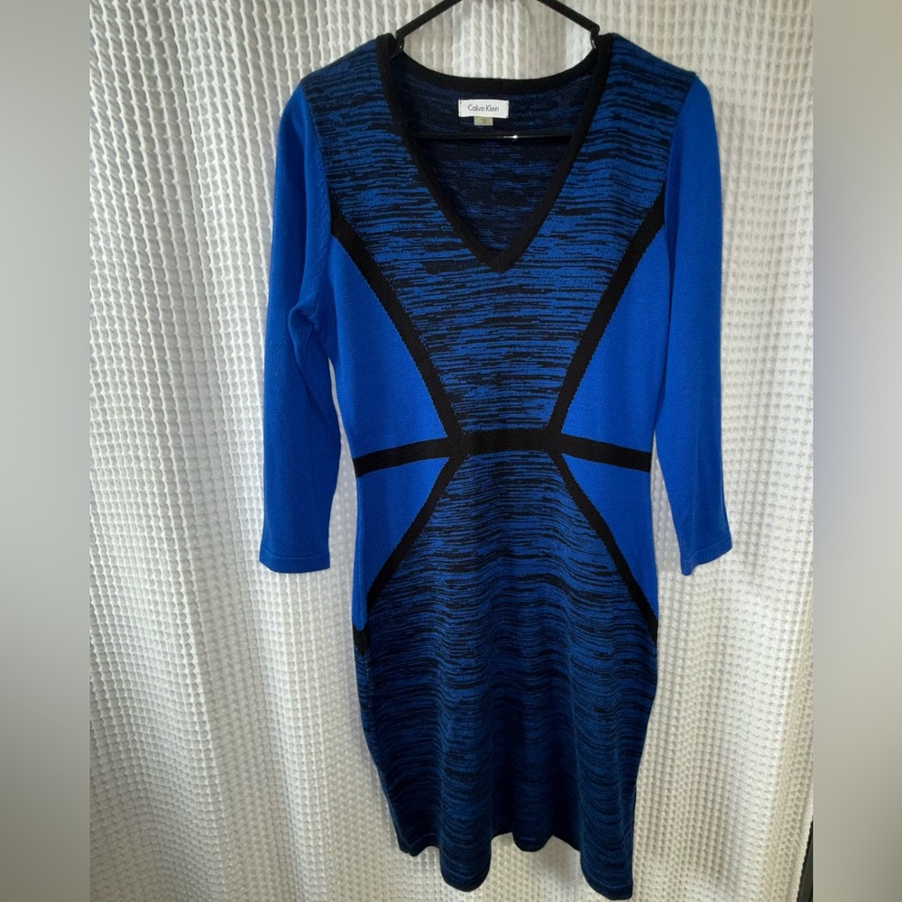 Calvin Klein Medium Blue and Black Women's Dress - Picture 2 of 5